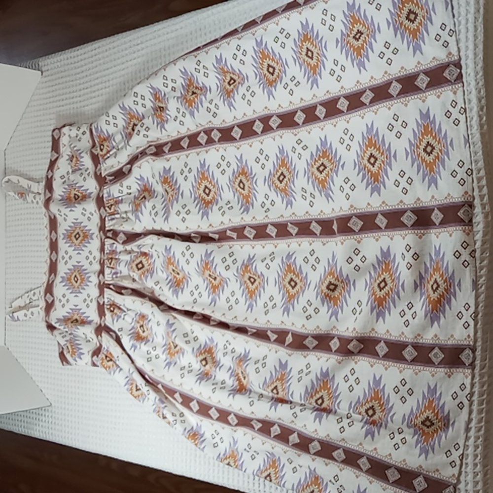 Sonoma Women's Southwestern Print Midi Sun Dress Size XXL Cream/Brown/Purple - Picture 9 of 16